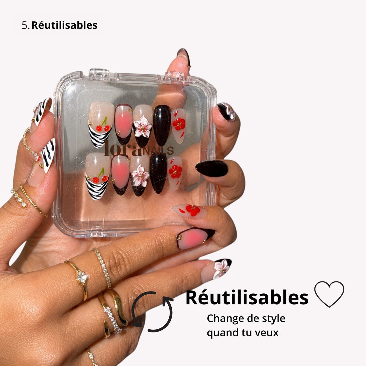 Faux-ongles réutilisables - effet salon